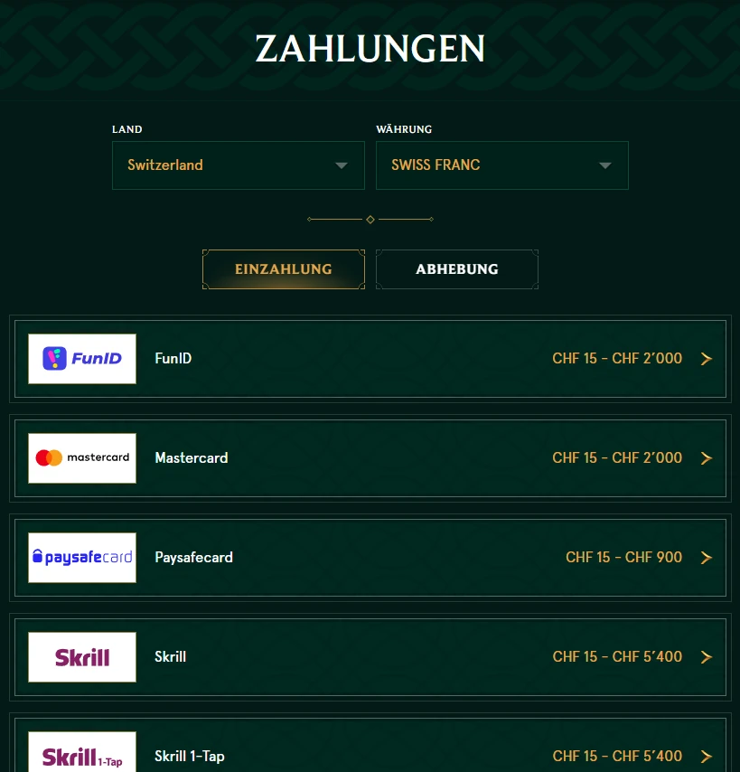 Casinia Zahlungen